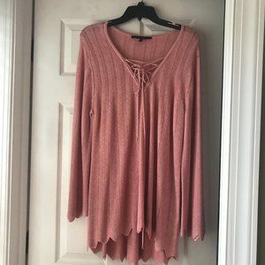 WHBM Pink Tunic with Lace-Up Detail
